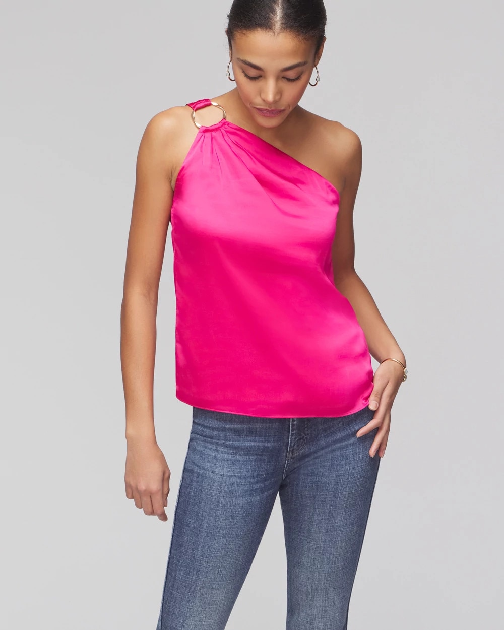 【sheller】flare cuffs one shoulder shirt sheller flare cuffs one shoulder shirt